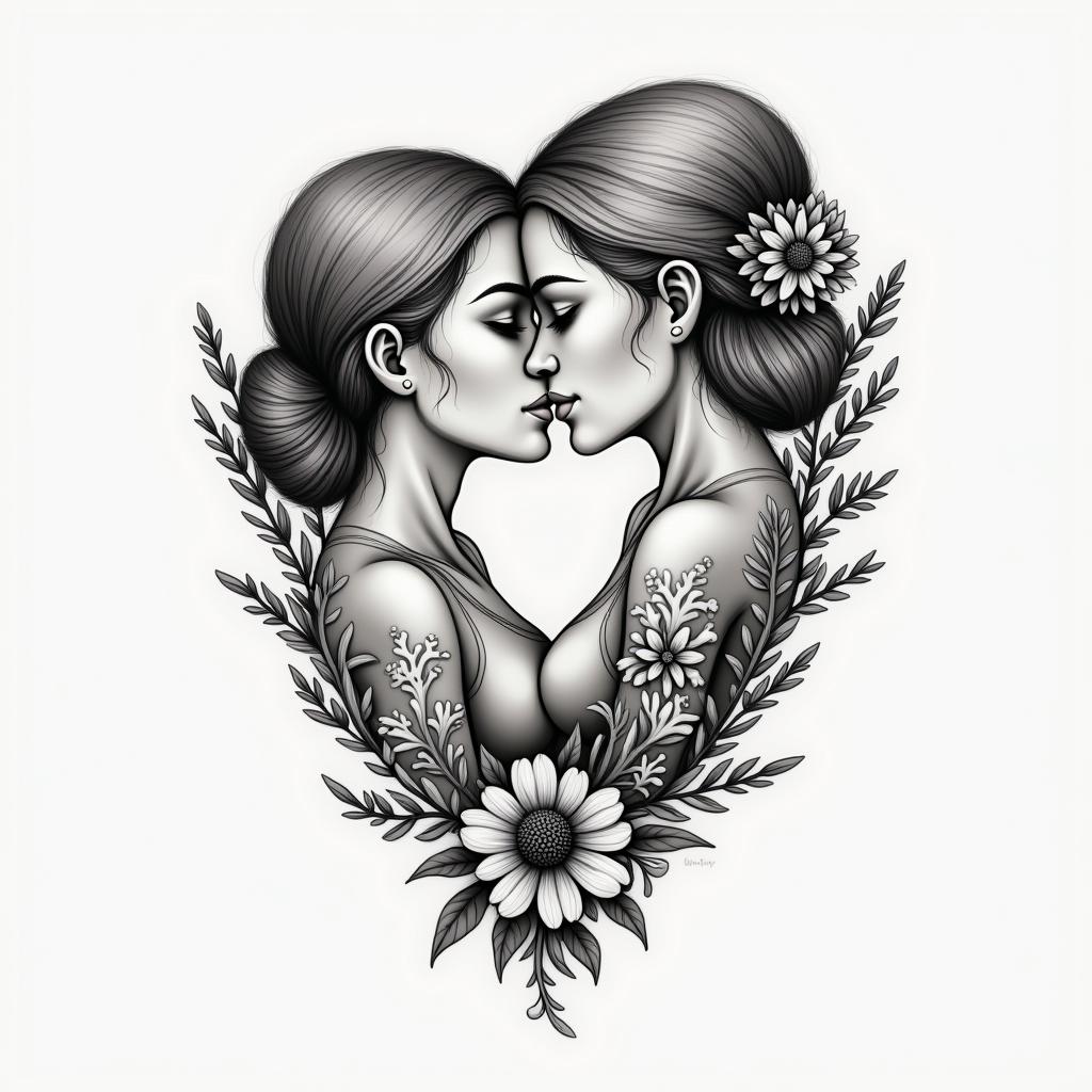 I want to get a tattoo with my sister, we have a very close bond, she chose my name and always looked after me when I was a baby, and to this day I can always count on her, we love each other very much and I always say that she is my soulmate.higly detailed tattoo - Variation 2