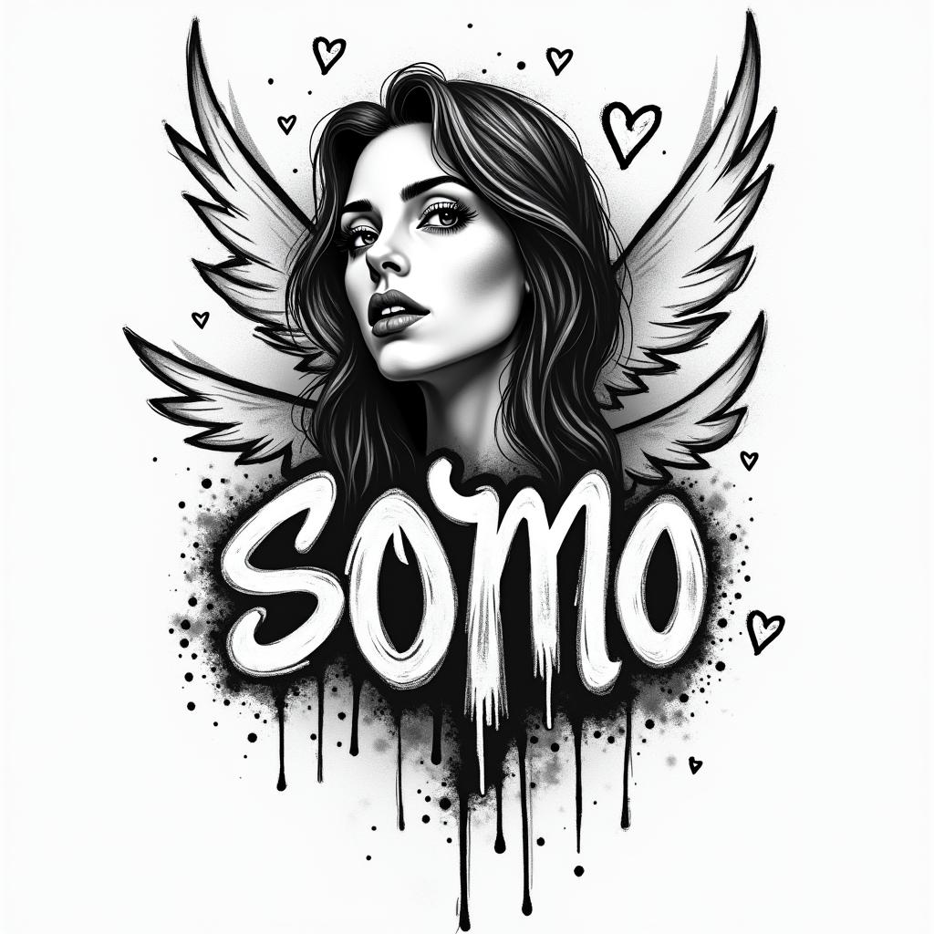 Eilene, Scorpioin graffiti style tattoo, featuring bold and dynamic street art elements, spray-paint texture with exaggerated lines and expressive, chaotic brushstrokes, intricate lettering incorporated with graffiti tags, symbols like hearts, stars, and wings - Variation 4