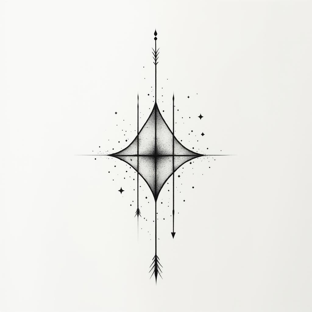 I don't want to forget my father's illness. I want to express it with waveforms and arrows. Something simple would be nice.in minimalist style tattoo, featuring simple shapes and fine lines, with minimal shading and details, tiny triangles, creating a sense of balance and harmony