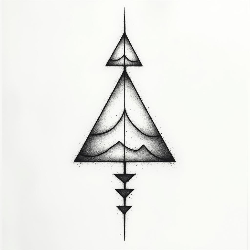 I don't want to forget my father's illness. I want to express it with waveforms and arrows. Something simple would be nice.in minimalist style tattoo, featuring simple shapes and fine lines, with minimal shading and details, tiny triangles, creating a sense of balance and harmony - Variation 3
