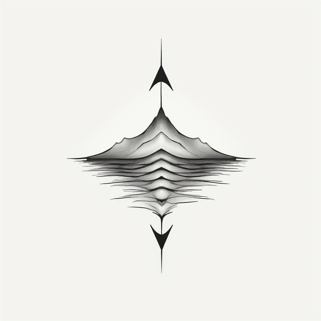 I don't want to forget my father's illness. I want to express it with waveforms and arrows. Something simple would be nice.in minimalist style tattoo, featuring simple shapes and fine lines, with minimal shading and details, tiny triangles, creating a sense of balance and harmony - Variation 2