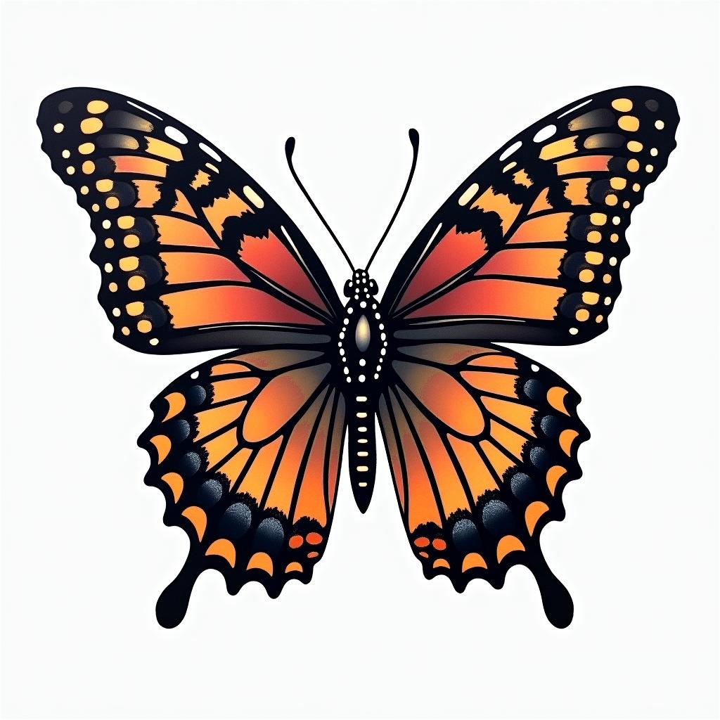 Butterfly with intricate wing patternsin new school tattoo, pop culture, modern, detailed tattoo, illustrative - Variation 3