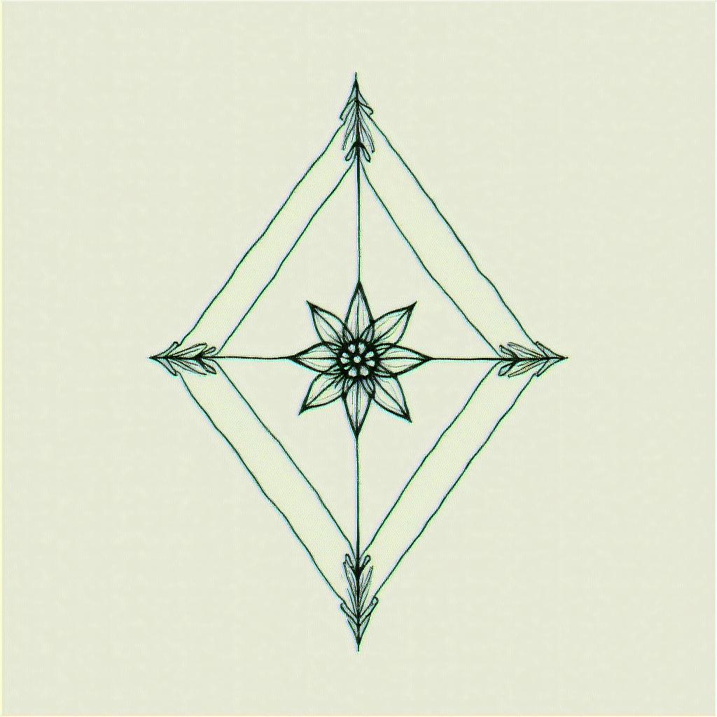 I don't want to forget my father's illness. I want to express it with waveforms and arrows. Something simple is good. I want to include flowers of love.in minimalist style tattoo, featuring simple shapes and fine lines, with minimal shading and details, tiny triangles, creating a sense of balance and harmony - Variation 4