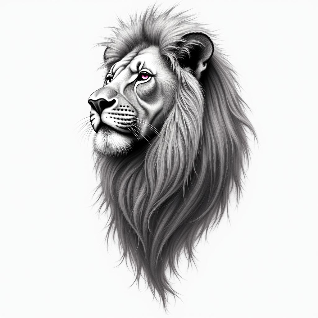 Female lion representing my daughter. Her name is Allison. Her birthstone is pink tourmalinehigly detailed tattoo