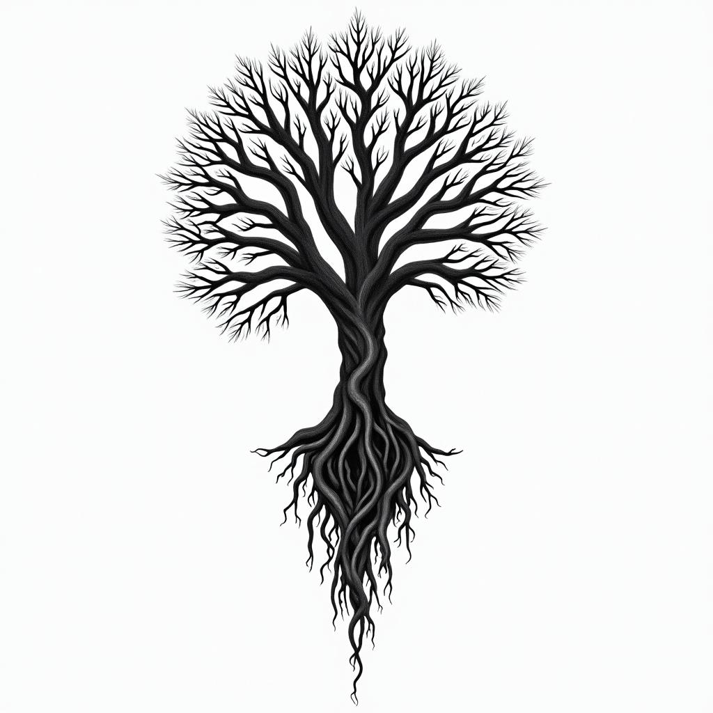 Tree of life and deathin bohemian style tattoo, 8k