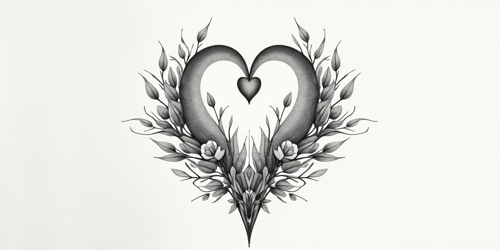 I don't want to forget my father's illness. I want to express it with waveforms and arrows. Simple things are good. I want to include roses.in Modest style tattoo, featuring soft, delicate line work with simple and meaningful symbols, gentle waves, a heart, evoking a sense of serenity and grace, - Variation 4