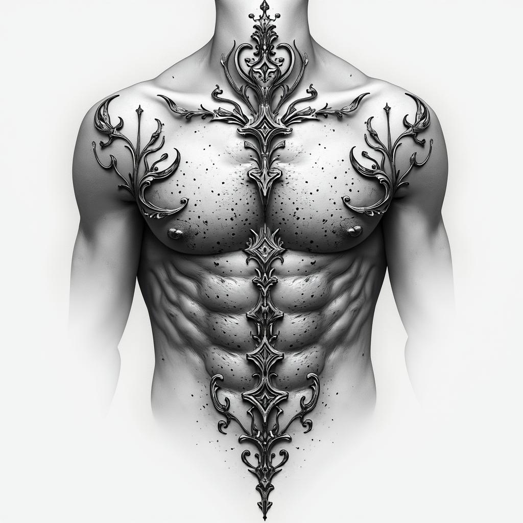 Esoteric nails to tattoo on the chesthigly detailed tattoo