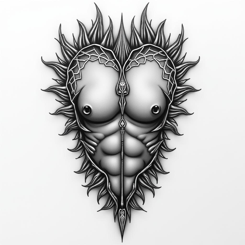 Esoteric nails to tattoo on the chesthigly detailed tattoo - Variation 4