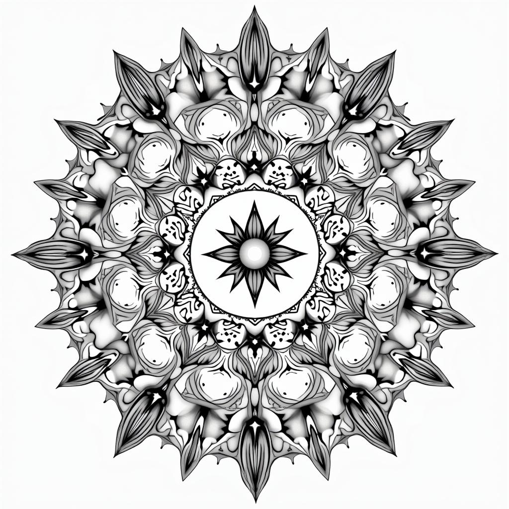 Spiral galaxy with stars and planetsin ornamental tattoo style, featuring intricate symmetrical patterns and floral designs, showcasing highly detailed line work and geometric shapes, creating a sense of elegance and balance - Variation 4