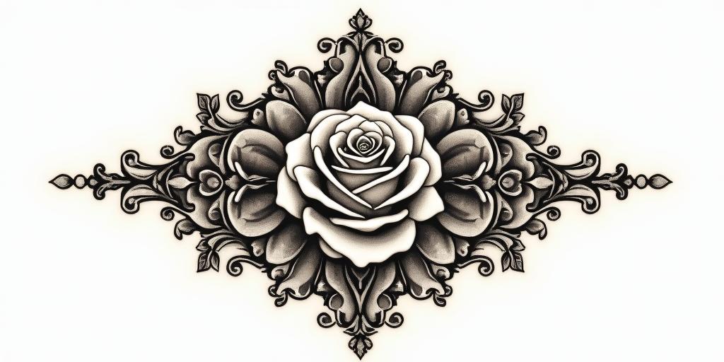 I don't want to forget my father; I want to include roses and waveforms.in victorian style tattoo, featuring vintage and elegant elements, ornate frames, roses, antique, sepia-toned color scheme - Variation 3