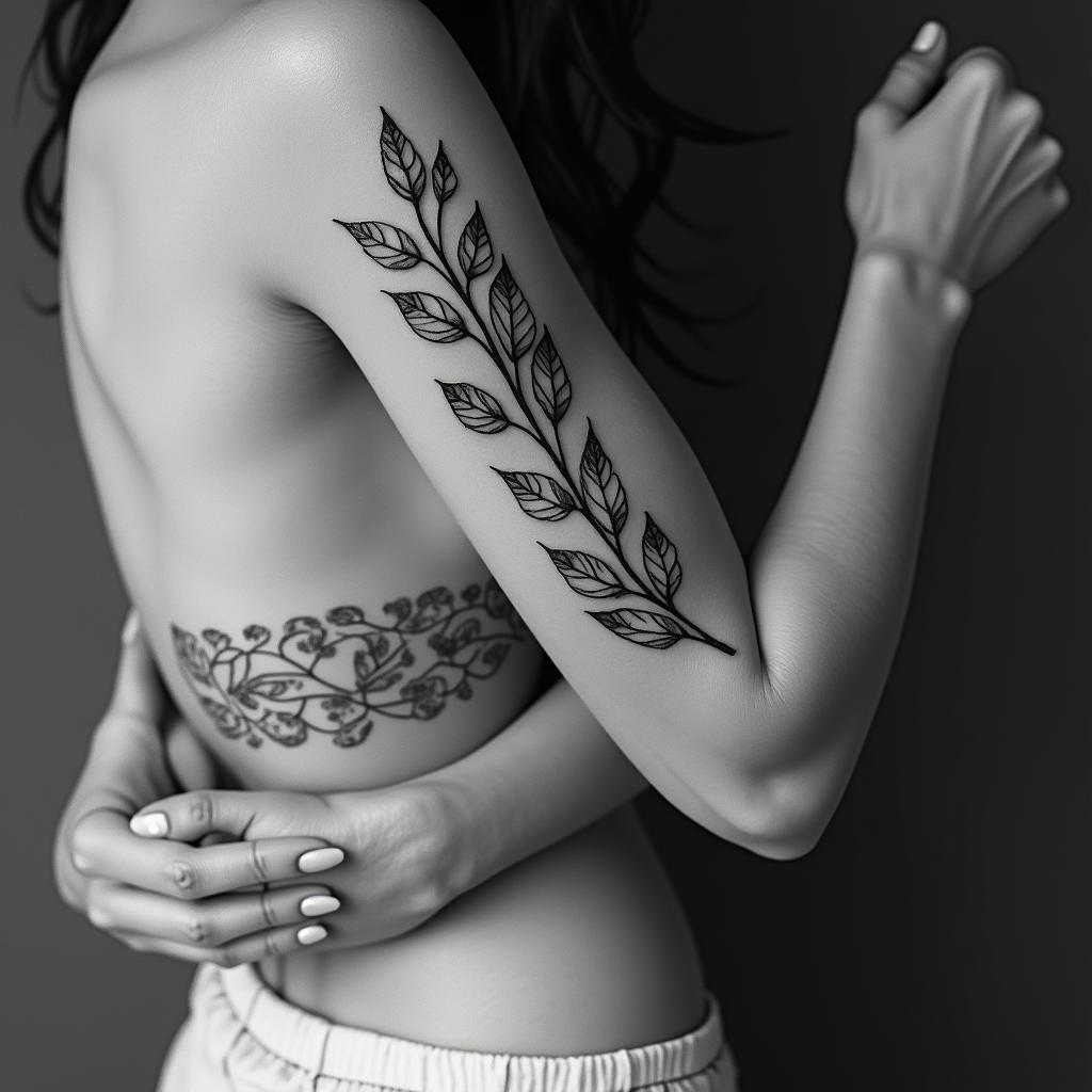 Playful, feminine, minimalistin bohemian style tattoo, 8k - Variation 3