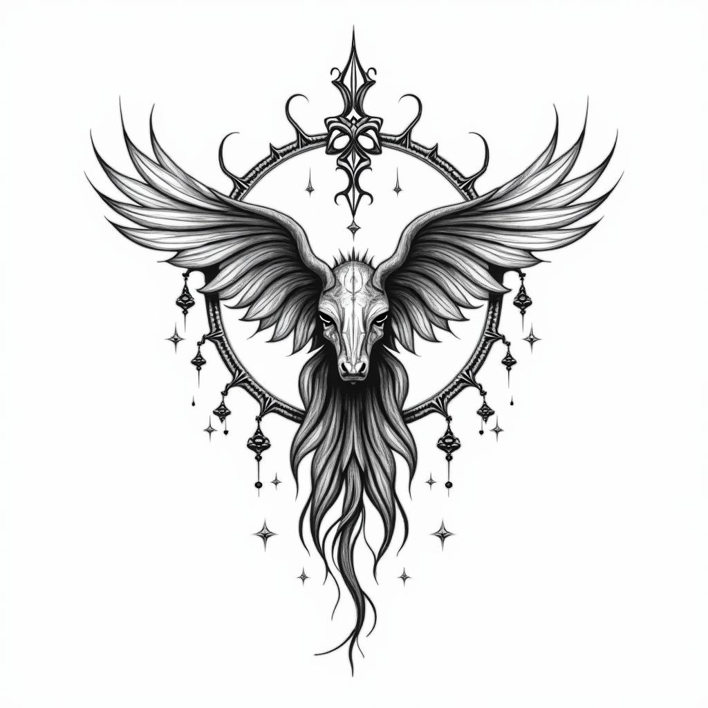 November 29, 1983, Sagittarius, playful, fine line, romanticin bohemian style tattoo, 8k - Variation 3