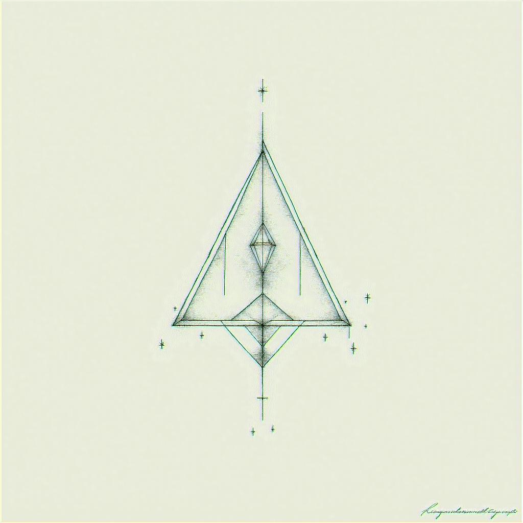 November 29, 1983, Sagittarius, playful, Fineline, romanticin minimalist style tattoo, featuring simple shapes and fine lines, with minimal shading and details, tiny triangles, creating a sense of balance and harmony - Variation 3