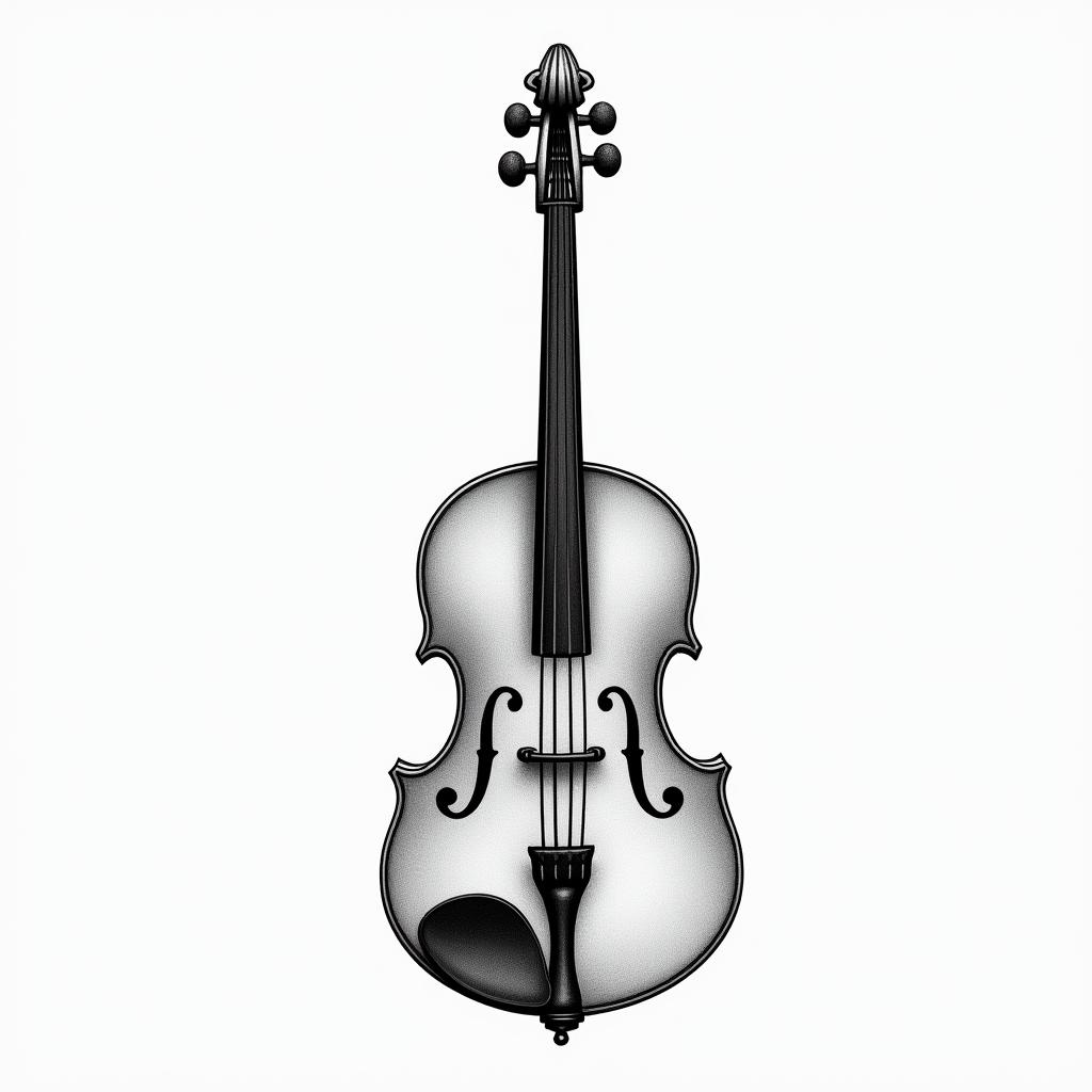 Draw an instrument that is half banjo and half fiddlehigly detailed tattoo - Variation 4