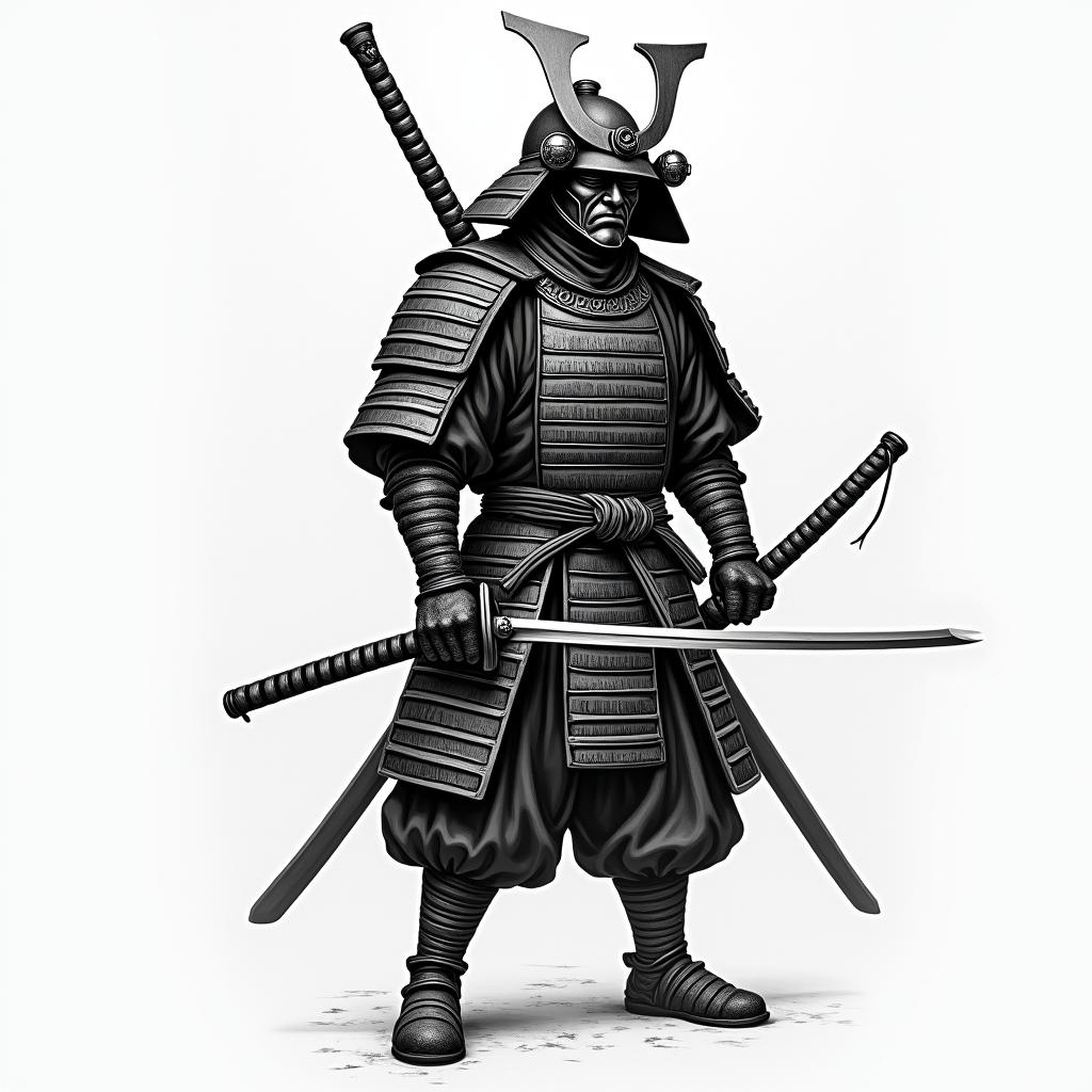 Samurai with a katanahigly detailed tattoo - Variation 27
