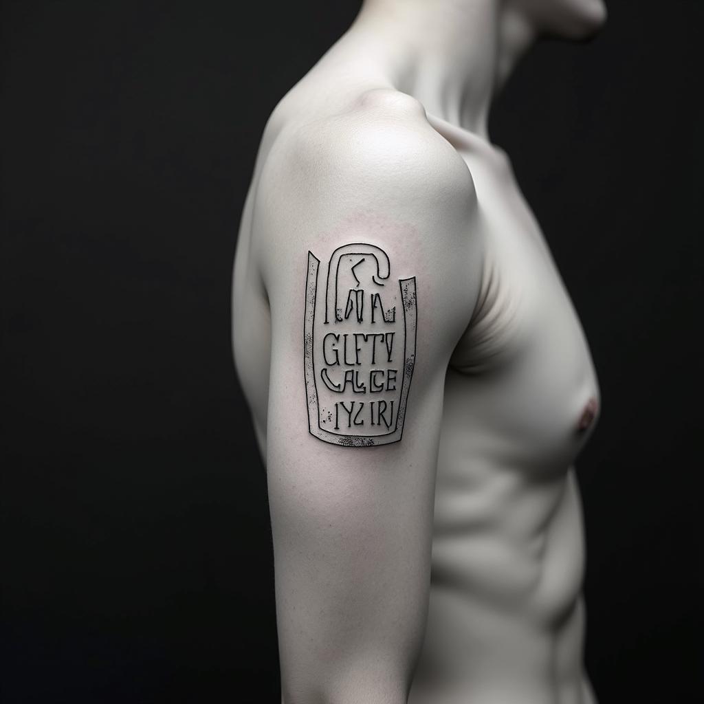 27minimalist text-based tattoo, Monospace font ultra-realistic, perfectly placed, high-quality font design, photo-realistic shading, 8k, high quality, finely detailed typograph - Variation 2