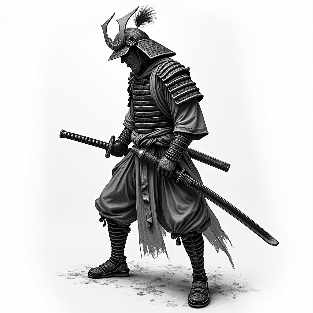 Samurai with a katanain japanese style tattoo, detailed tattoo, traditional japanese culture tattoo, mythology, 8k - Variation 7