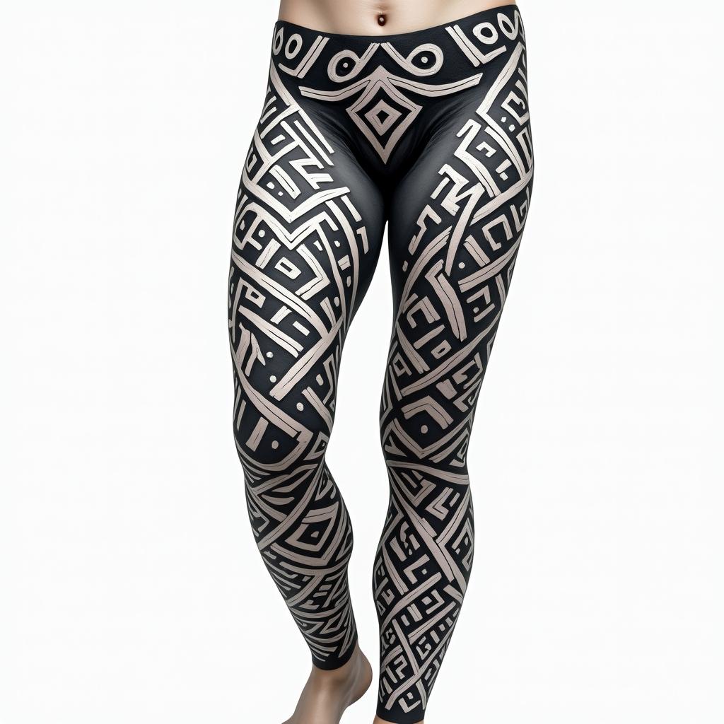 On tibiain tribal tattoo style, featuring bold and black geometric shapes, curved lines, intertwine and flow seamlessly, creating a powerful and symbolic design, polynesian and maori styles - Variation 4