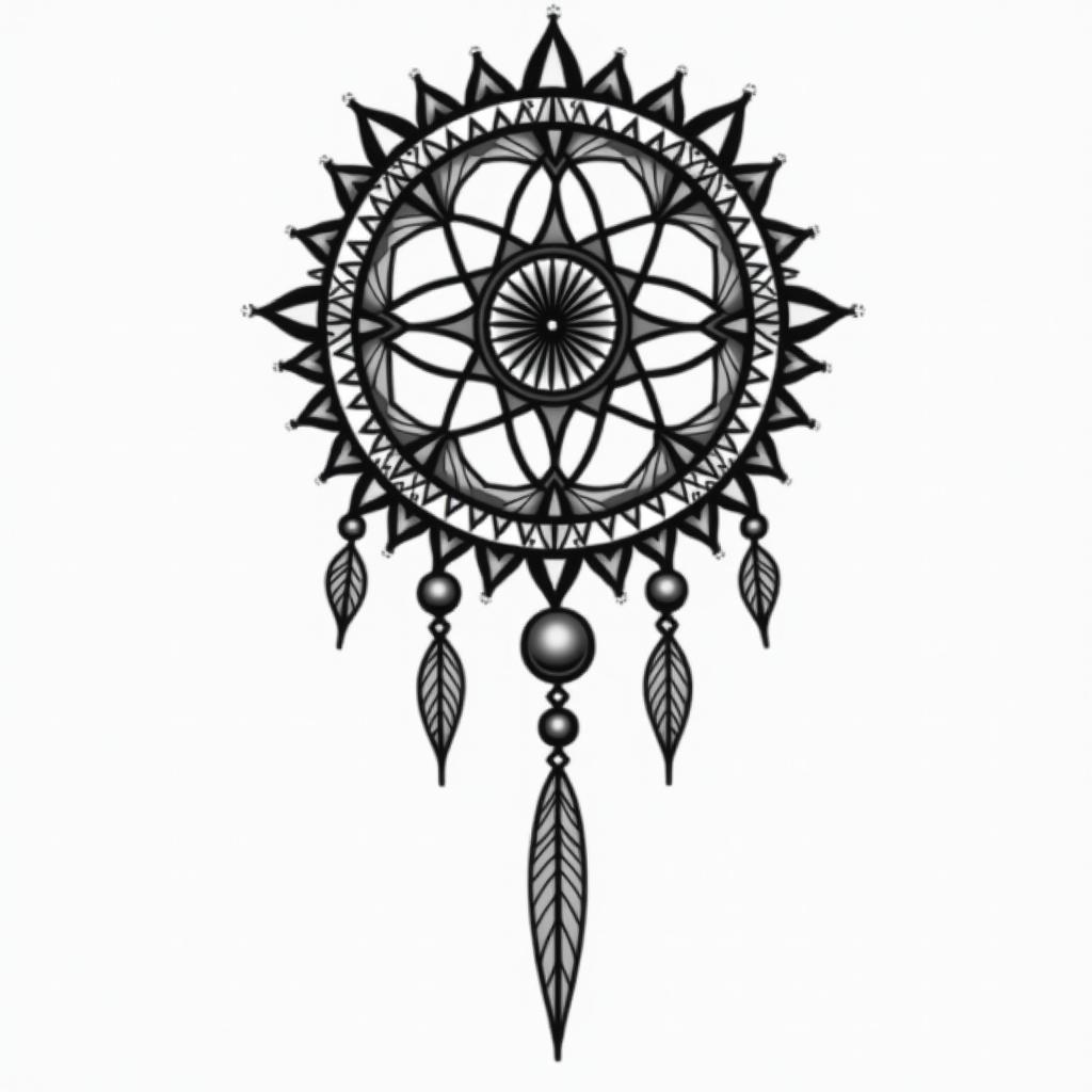 Dream catcherin bohemian style tattoo, 8k