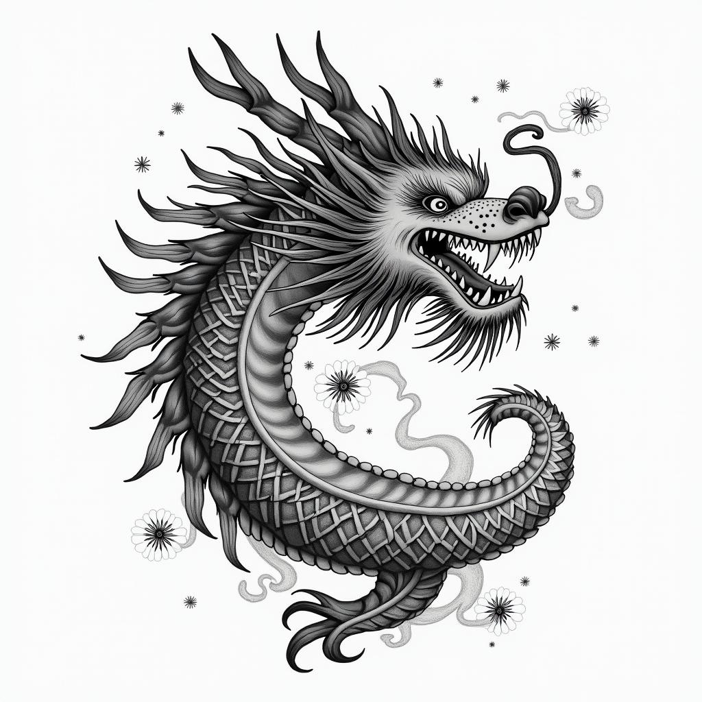 Japanese traditional tattooin japanese style tattoo, detailed tattoo, traditional japanese culture tattoo, mythology, 8k - Variation 4