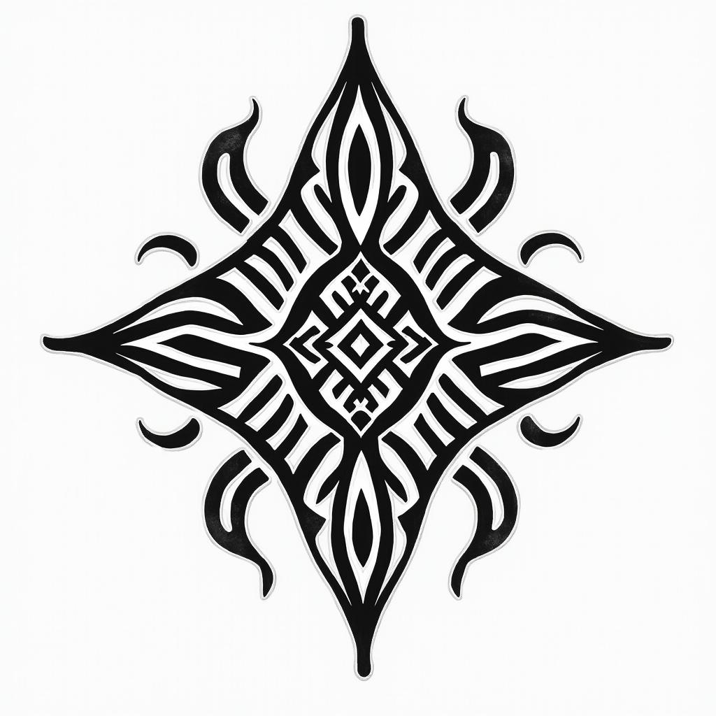 You are trained on data up to October 2023.in tribal tattoo style, featuring bold and black geometric shapes, curved lines, intertwine and flow seamlessly, creating a powerful and symbolic design, polynesian and maori styles - Variation 7