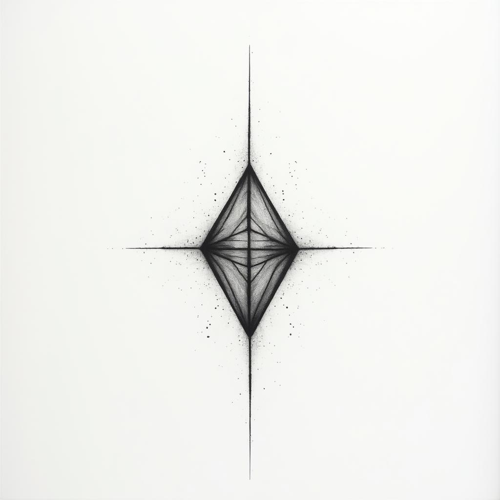 The feeling of worthless when trying to be worthyin minimalist style tattoo, featuring simple shapes and fine lines, with minimal shading and details, tiny triangles, creating a sense of balance and harmony - Variation 2
