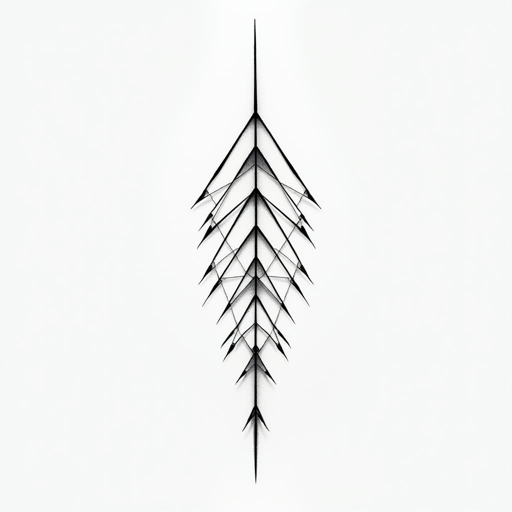 I don't want to forget my father's illness. I want to incorporate blue amber and arrows. Something feminine and simple would be nice.in minimalist style tattoo, featuring simple shapes and fine lines, with minimal shading and details, tiny triangles, creating a sense of balance and harmony - Variation 3
