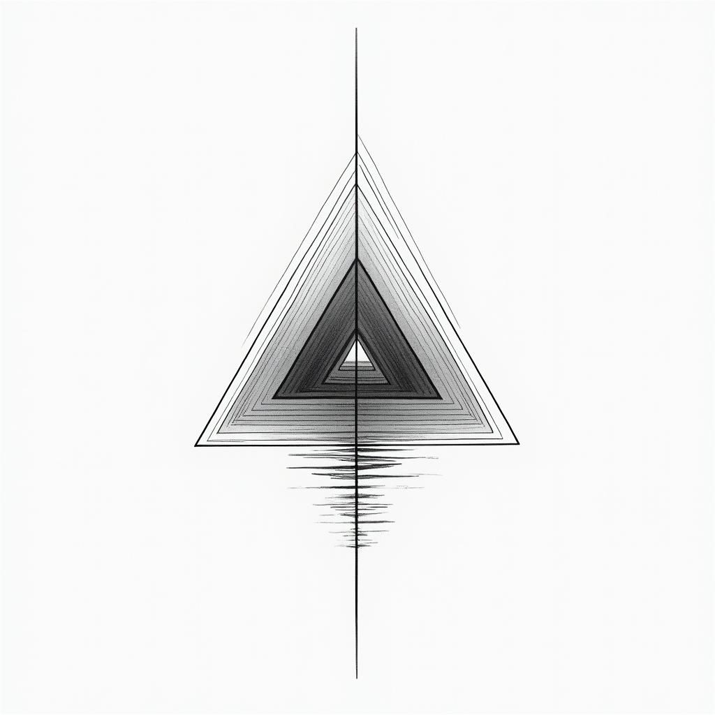 I want to remember my father's illness. I want to incorporate blue amber and wave patterns. Something feminine and simple would be good.in minimalist style tattoo, featuring simple shapes and fine lines, with minimal shading and details, tiny triangles, creating a sense of balance and harmony - Variation 4