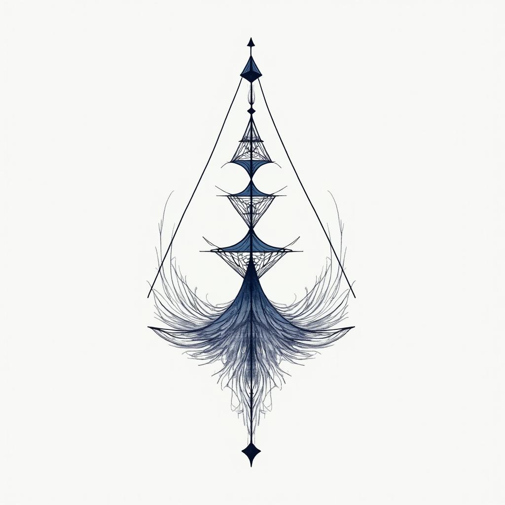 I want to remember my father's illness. I want to incorporate blue amber and wave patterns. Something feminine and simple would be good.in minimalist style tattoo, featuring simple shapes and fine lines, with minimal shading and details, tiny triangles, creating a sense of balance and harmony - Variation 2