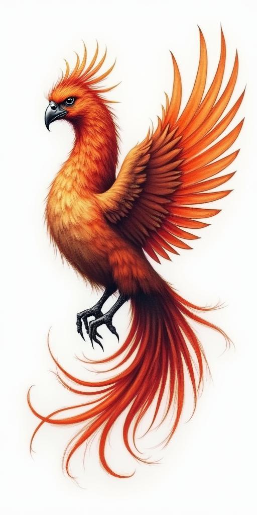 Phoenixin realism tattoo style, featuring a highly detailed, lifelike, capturing every detail, photorealistic, ultra realistic, intricate shading, smooth and sharp,   - Variation 4