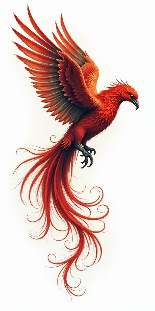 Phoenixin realism tattoo style, featuring a highly detailed, lifelike, capturing every detail, photorealistic, ultra realistic, intricate shading, smooth and sharp,   - Variation 2