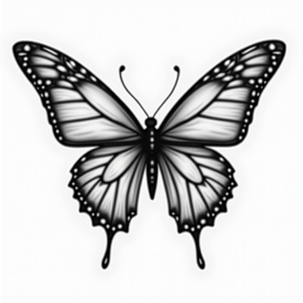 Butterfly with intricate wing patternshigly detailed tattoo - Variation 17