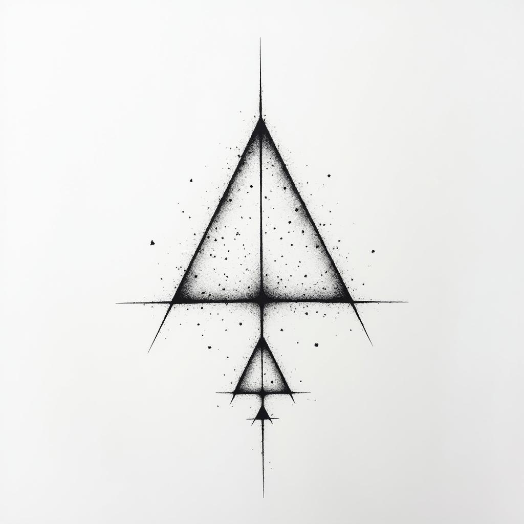 Jorge Alberto Bonilla Flores Aries and stylistin minimalist style tattoo, featuring simple shapes and fine lines, with minimal shading and details, tiny triangles, creating a sense of balance and harmony - Variation 2