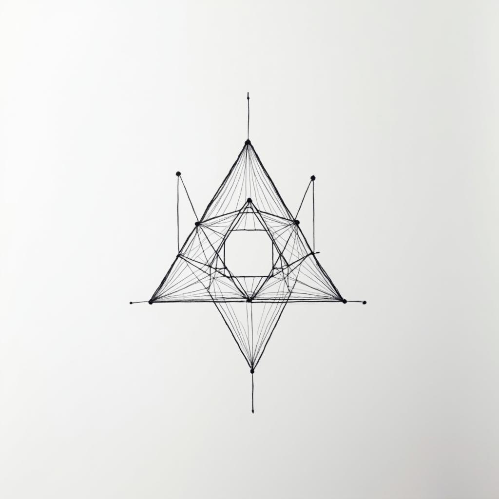 Jorge Alberto Bonilla Flores Aries and stylistin minimalist style tattoo, featuring simple shapes and fine lines, with minimal shading and details, tiny triangles, creating a sense of balance and harmony - Variation 3