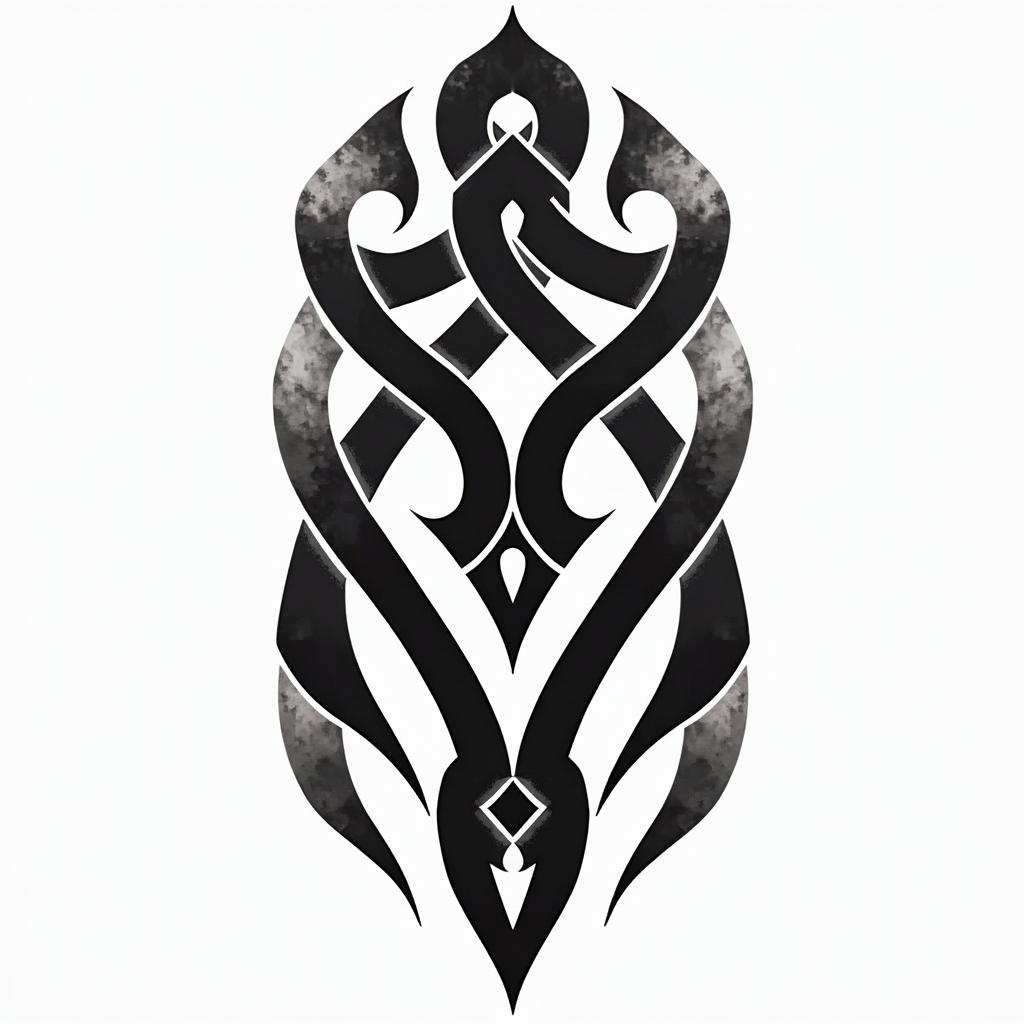 Born in to sin 07in tribal tattoo style, featuring bold and black geometric shapes, curved lines, intertwine and flow seamlessly, creating a powerful and symbolic design, polynesian and maori styles - Variation 3
