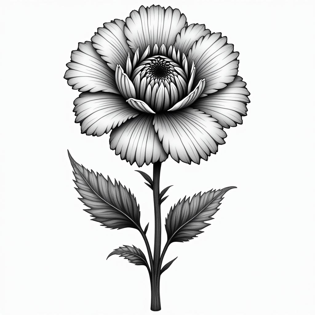 carnation and a chrysanthemumhigly detailed tattoo - Variation 3