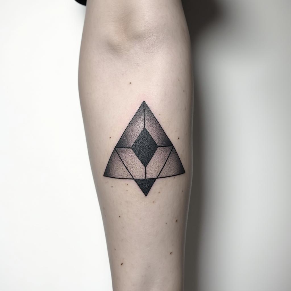 A tattoo on the forearm that connects with another tattoo on the back of the bicep and spills onto the back at the shoulder level. It should refer to the transmission of values, the passing of time, and also to a life that we devour without fear of putting ourselves in danger. With a nod to motorcycles for their rock and freedom aspect. But also to parachuting for the adrenaline factor. The values of courage, strength, justice, love, and humanity should be reflected. Perhaps starting on the forearm with the names of my children Eva and Raphaël in a Lusitanian style. Also add Elysa symbolizing a fleeting angel.in minimalist style tattoo, featuring simple shapes and fine lines, with minimal shading and details, tiny triangles, creating a sense of balance and harmony - Variation 2