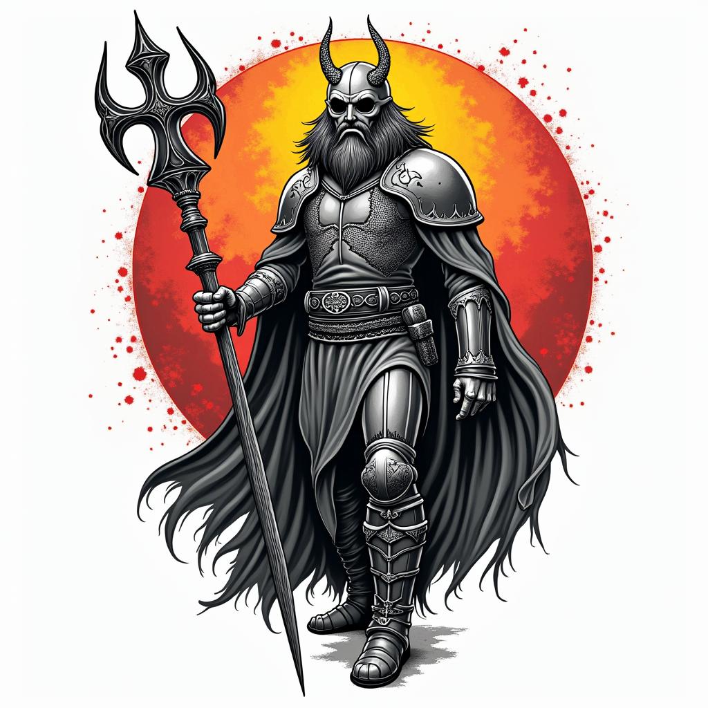 Lord of the Rings Gondor tattooin pop art style tattoo, featuring bold and vibrant colors, exaggerated outlines, iconic imagery, inspired by comic books and speech bubbles, comic book characters, retro pop culture - Variation 3