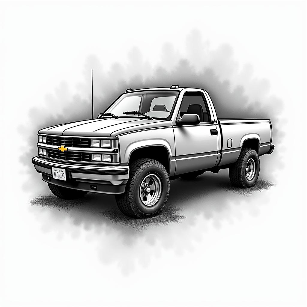 I wish grandpas never died. 1996 Chevy Silveradohigly detailed tattoo - Variation 3