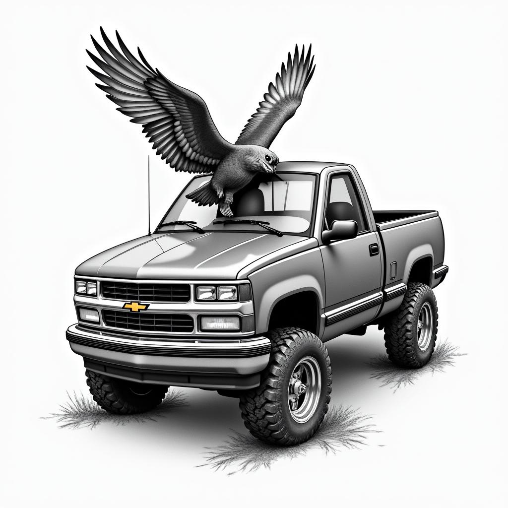 I wish grandpas never died. 1996 Chevy Silveradohigly detailed tattoo - Variation 2
