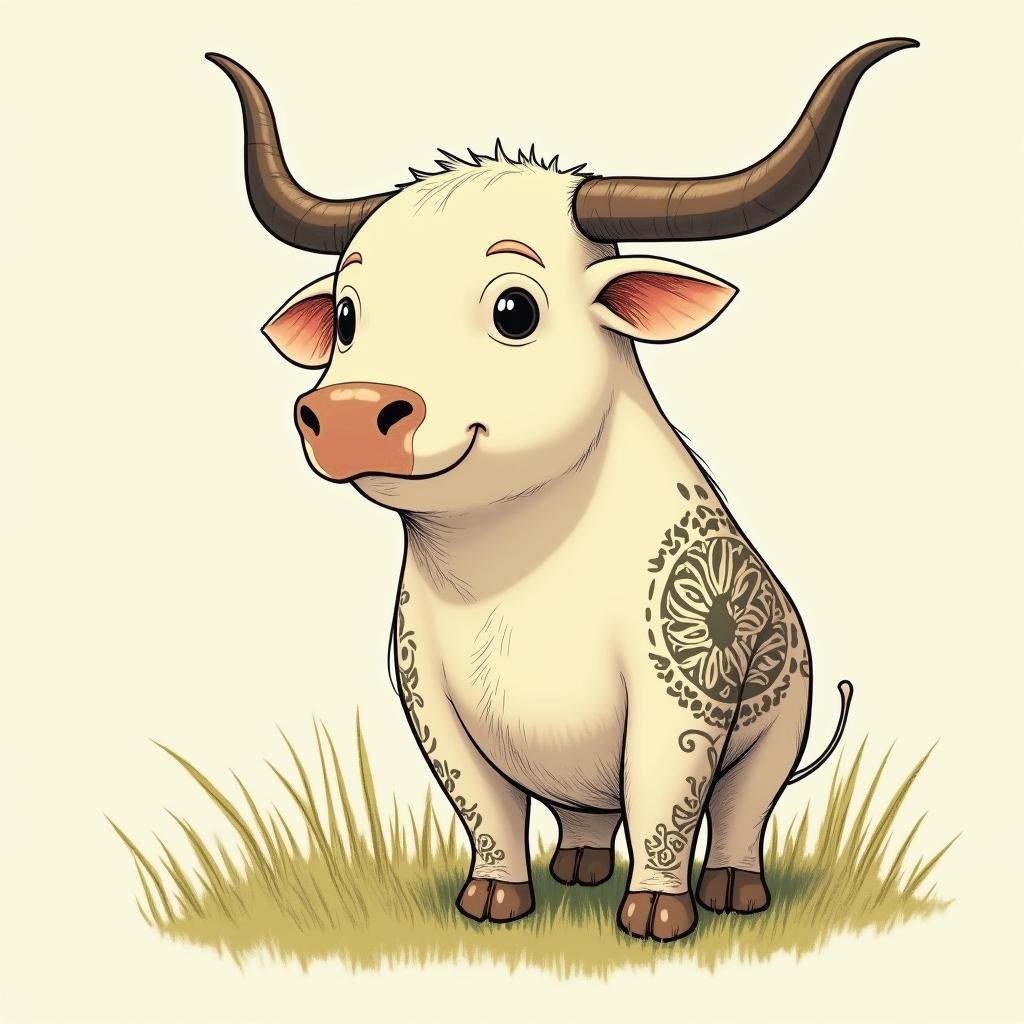 BullGhibli, Studio Ghibli aesthetic, hand-drawn anime style, retro nostalgic atmosphere, retro soft pastel color palette with earthy tones, retro Japanese cinematic shot, yellow tint effect, bald character, smooth surface, anime shadow 90's anime style