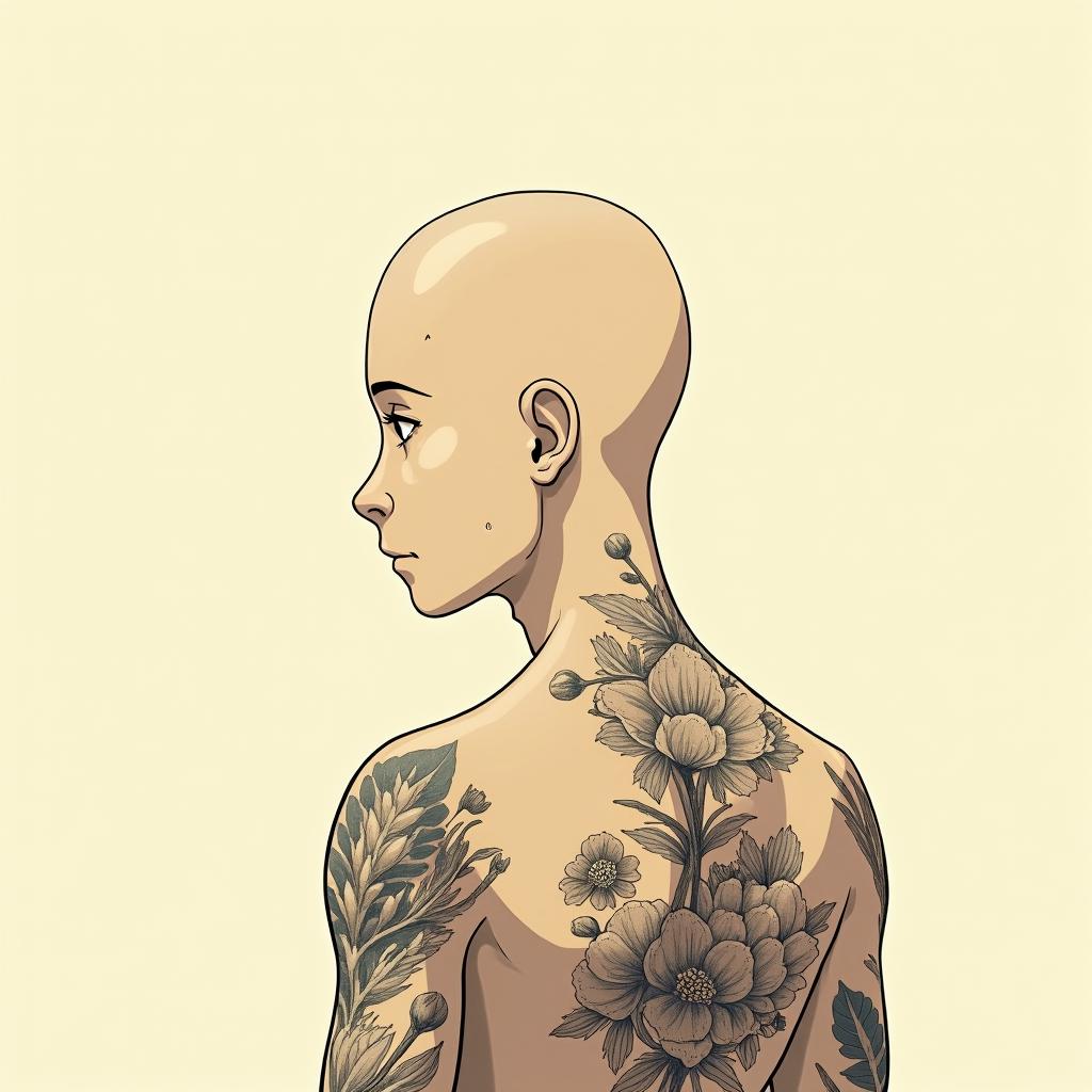 Pascal Stier MannheimGhibli, Studio Ghibli aesthetic, hand-drawn anime style, retro nostalgic atmosphere, retro soft pastel color palette with earthy tones, retro Japanese cinematic shot, yellow tint effect, bald character, smooth surface, anime shadow 90's anime style