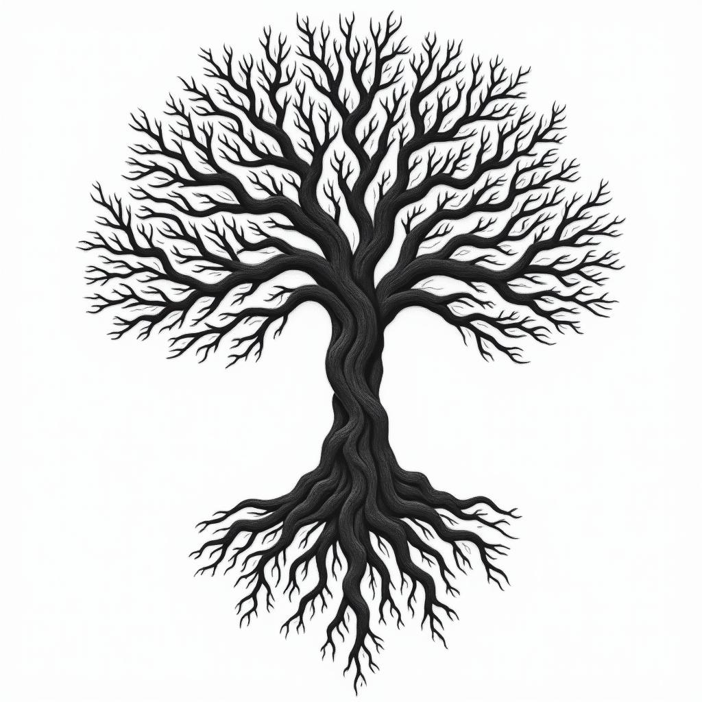 Tree of life with roots and branchesin bohemian style tattoo, 8k - Variation 7
