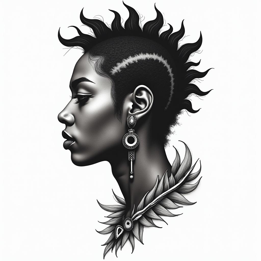 I was born in Guinea-Bissau, November 5, 2001, I am a Scorpio and I am 23 years old.in authentic tattoo style, incorporating traditional modifications, bold black outlines, solid color fills, featuring classic authentic elements
