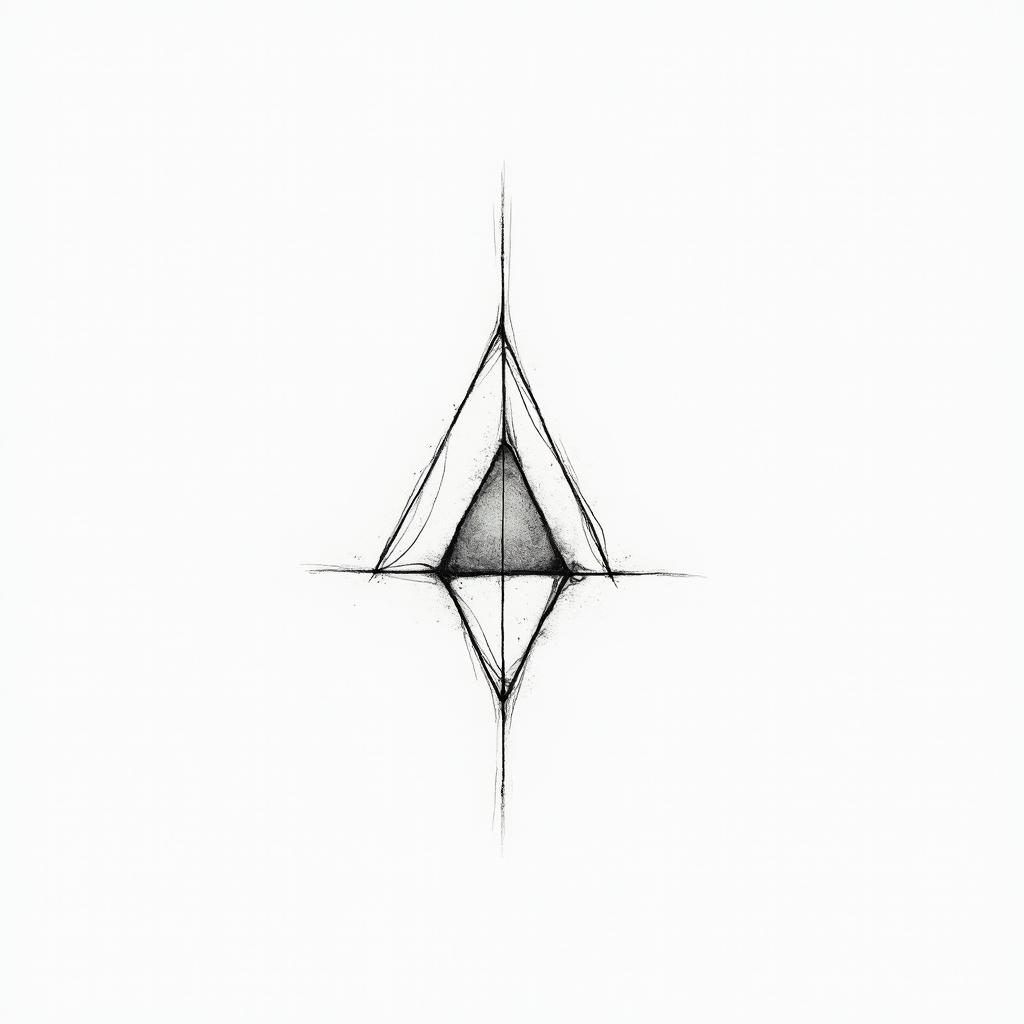 leoin minimalist style tattoo, featuring simple shapes and fine lines, with minimal shading and details, tiny triangles, creating a sense of balance and harmony - Variation 2