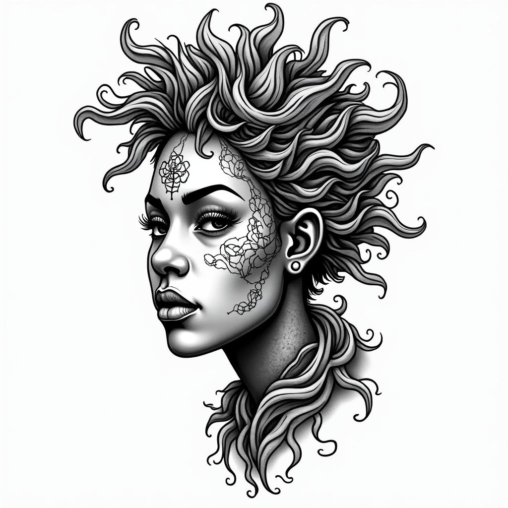 I am 23 years old, I come from Guinea-Bissau, my astrological sign is Scorpio, I would like something that reflects a bit of my country.in authentic tattoo style, incorporating traditional modifications, bold black outlines, solid color fills, featuring classic authentic elements - Variation 4