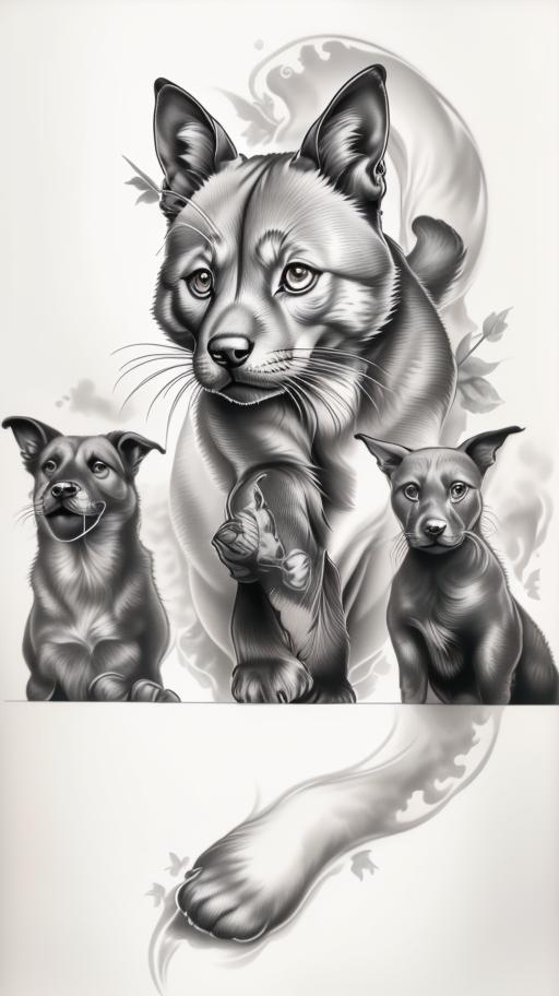 A highly detailed and lifelike composition, tattoo art, realism style, ultra-high resolution, smooth gradients and intricate textures, monochromatic black-and-gray tones, diffused soft lighting for natural depth.undefined - Variation 82