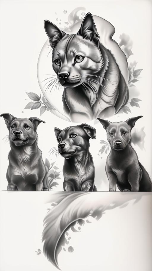 A highly detailed and lifelike composition, tattoo art, realism style, ultra-high resolution, smooth gradients and intricate textures, monochromatic black-and-gray tones, diffused soft lighting for natural depth.undefined - Variation 80