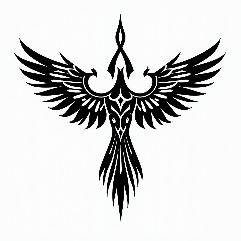 Eagle ray, alien worldin tribal tattoo style, featuring bold and black geometric shapes, curved lines, intertwine and flow seamlessly, creating a powerful and symbolic design, polynesian and maori styles - Variation 7