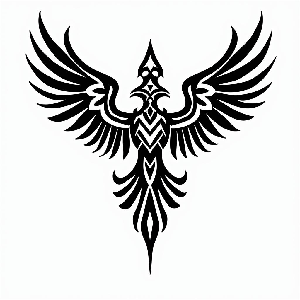 Eagle ray, alien worldin tribal tattoo style, featuring bold and black geometric shapes, curved lines, intertwine and flow seamlessly, creating a powerful and symbolic design, polynesian and maori styles - Variation 8